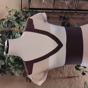 F-029 Vintage Say What? Striped V-Neck Cap Sleeve Dress